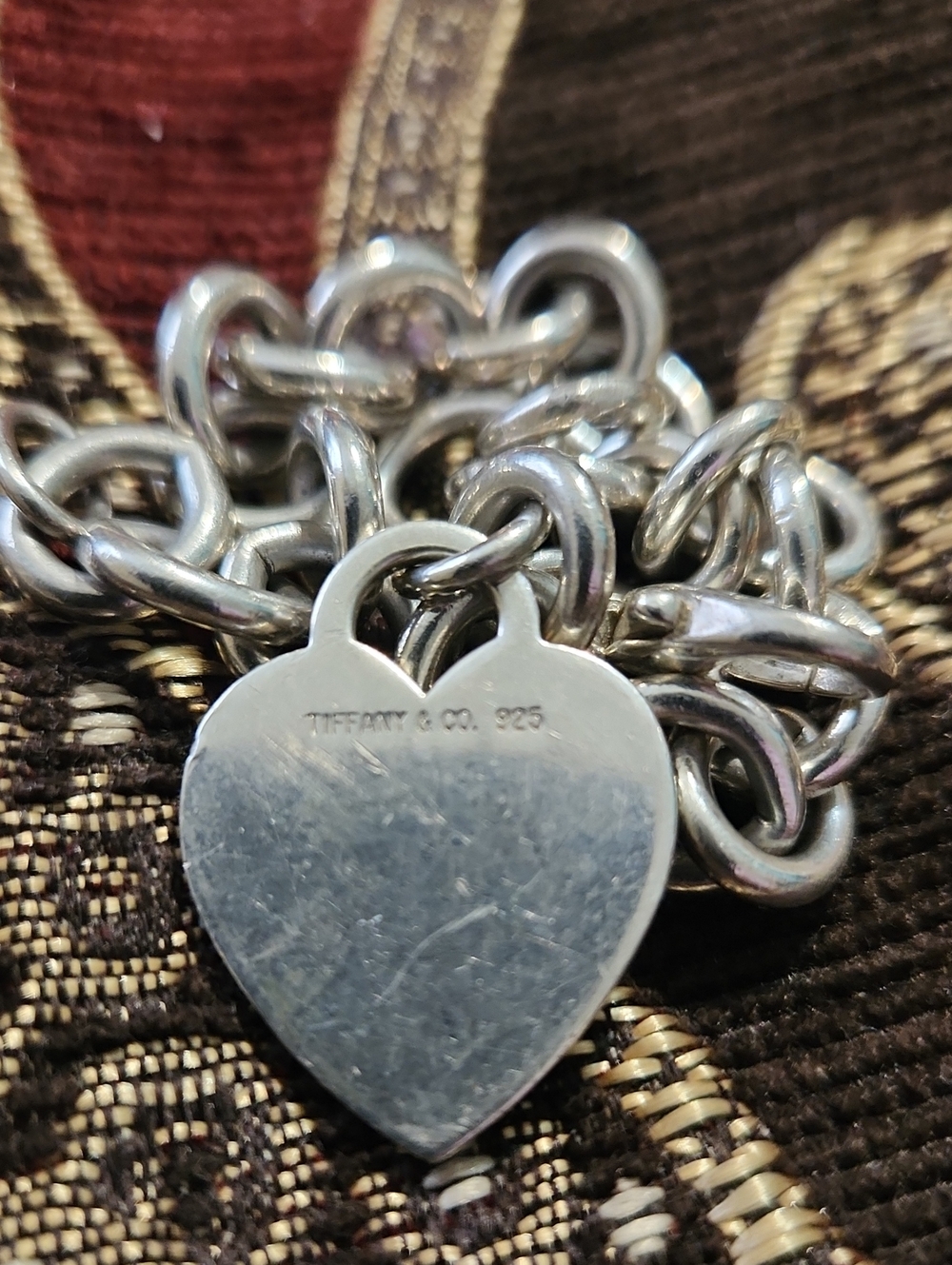 Tiffany & Co. Sterling Silver Heart Tag Charm Bracelet - Silver